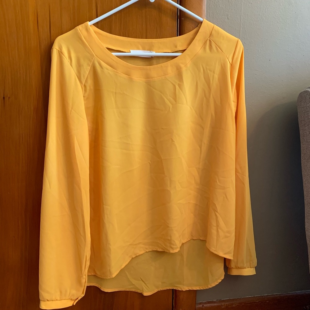 Cute Yellow Long Sleeve Dress Shirt